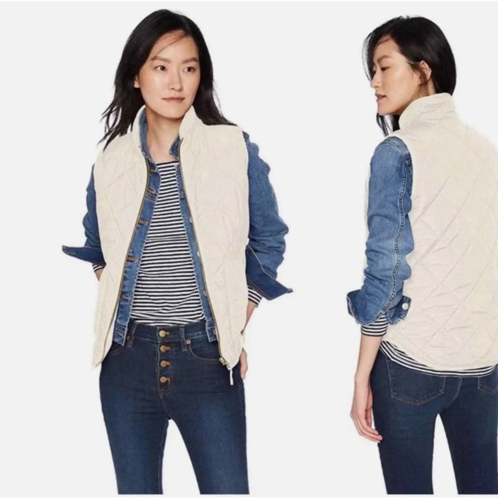 JCrew Ivory/Cream Quilted Puffer Down Vest Size S
